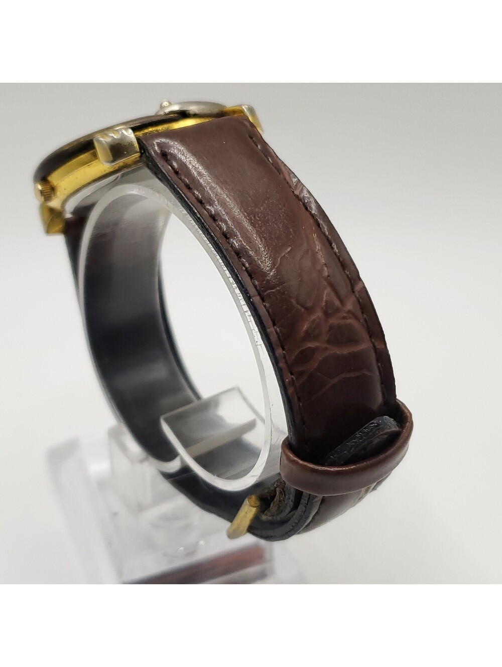 Homer Quartz Three Tone Bezel Watch New Battery 33mm Brown Leather Band - Picture 4 of 16